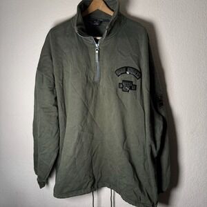 Vintage FUBU Sports‎ Quarter Zip Pullover Sweatshirt Olive Green XXXL